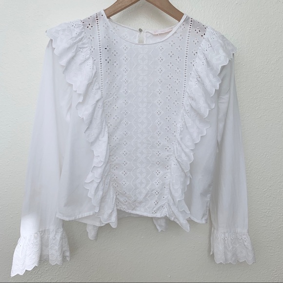 Zara Eyelet Long Sleeve Top